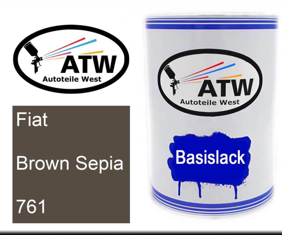 Fiat, Brown Sepia, 761: 500ml Lackdose, von ATW Autoteile West.